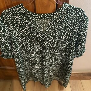 Green and White Women's Blouse